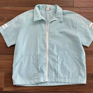 Sears Vintage Bragging Dragon Zip Up Front Pocket Shirt Sz Xl 46-48